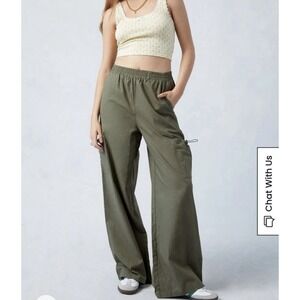 Pacsun LA Hearts Pull-On Baggy‎ Cargo Pants Drawstring, Olive Green Wide Leg XS